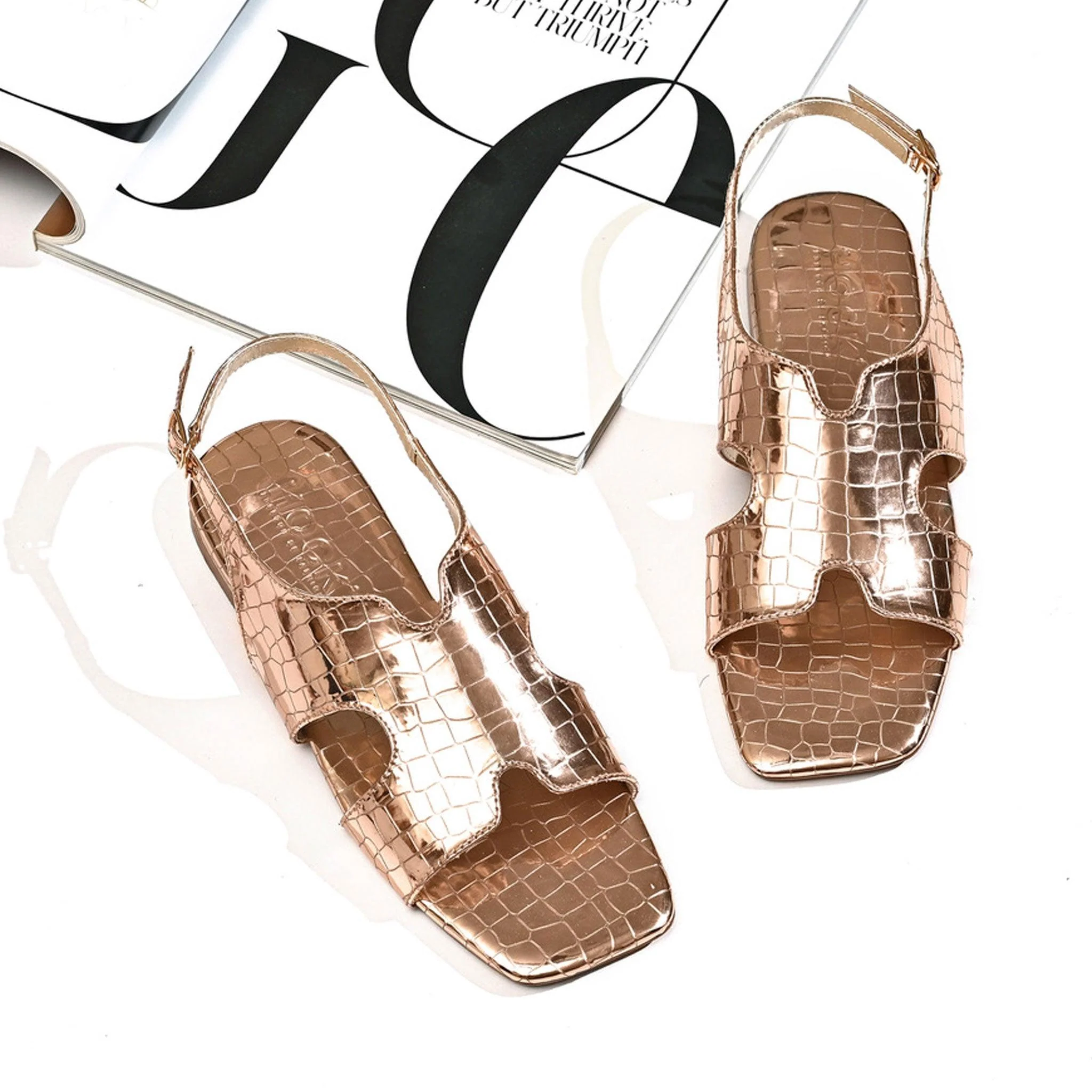 Metallic Croc-Sandals - Image 9